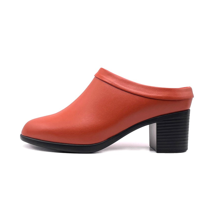 Collared Mule - Brick Apple Leather. Comfortable and Chic Women's